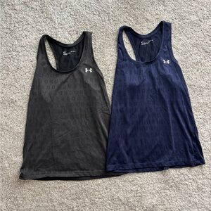 Under Armour Black & Navy Racerback Performance Tanks